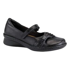 Naot Tone Black Leather Mary Jane Flats with Comfort Features